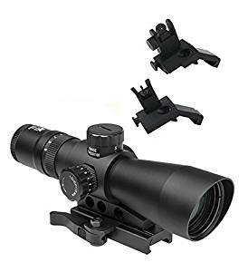 M1SURPLUS Combo Kit with 3-9x42 Mark III Rifle Scope + QD Mount + FlipUp Backup Sights - Fits Weaver Picatinny Rails Mossberg 715t S&W 15-22 Ruger Precision Rifles