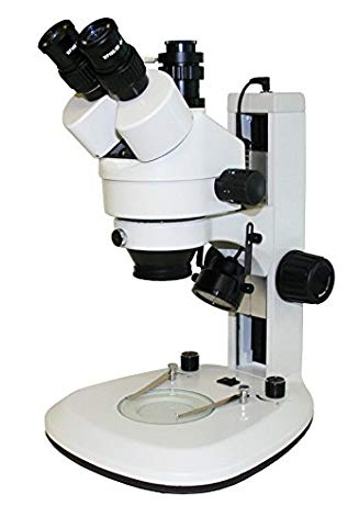 Walter Products QZF Trinocular Zoom Stereo Microscope, 7X to 45X, 110V, Top and Bottom LED Light