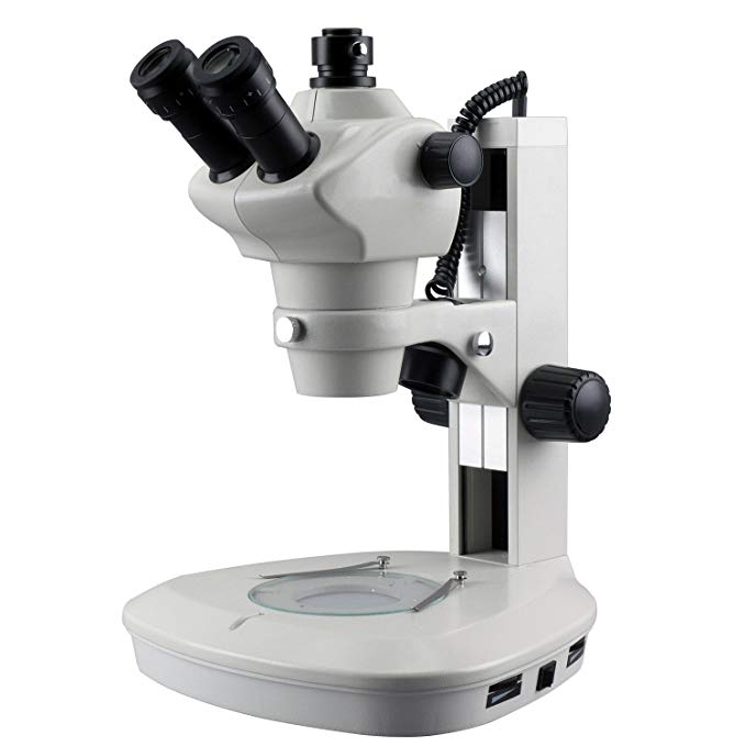 8X-50X Track Stand Stereo Zoom Trinocular Microscope w/Top & Bottom LED Lights