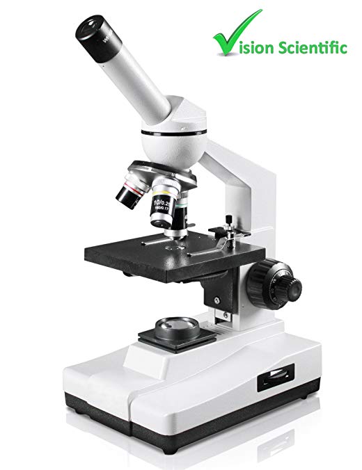 Vision Scientific VME0007-LD Monocular Brightfield Microscope, 40x–400x Magnification, 0.65 N.A. Condenser, LED Illumination with Intensity Control, Coaxial Coarse and Fine Focus,110V