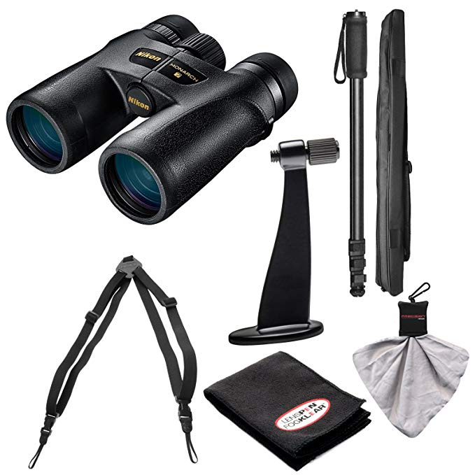Nikon Monarch 7 8x42 ED ATB Waterproof/Fogproof Binoculars with Case + Harness + Tripod Adapter & Monopod + Kit