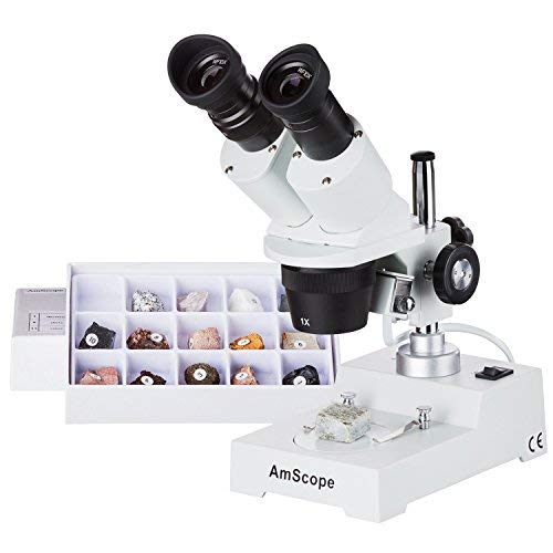 AmScope SE303R-P-RK15 10X-30X Forward Stereo Microscope with Rock Collection