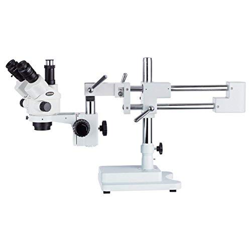 AmScope 3.5X-45X Simul-Focal Stereo Lockable Zoom Microscope on Dual Arm Boom Stand