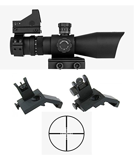 M1SURPLUS Tactical Optics Upgrade Kit w/REDCON 3-9x42 (Mil-Dot Illuminated Reticle) Scope + Compact Dot Sight + Flip-Up Backup Sights/Fits Weaver Picatinny Rails