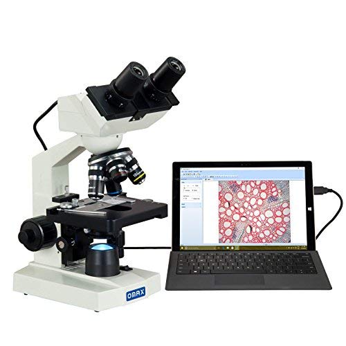 No. 1 in Top 8 USB Microscope 2016 OMAX 40X-2000X Digital Lab LED Binocular Compound Microscope with Built-in 1.3MP Camera and Double Layer Mechanical Stage