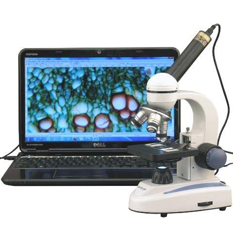 AmScope 40X-1000X Biology Science Metal Glass Student Microscope with USB Digital Imager