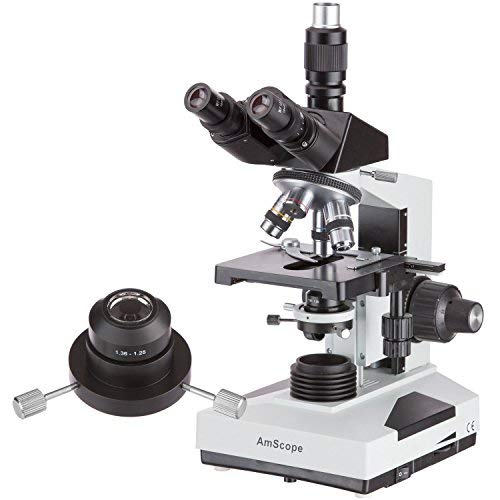 AmScope T490B-DKO 40X-2000X Trinocular Compound Darkfield Microscope with Oil Condenser