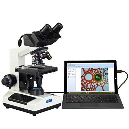 OMAX Built-in 3MP Camera 40X-2000X Digital Biological Compound Binocular LED Light Microscope with Double Layer Mechanical Stage Oil Immersion NA1.25 Condenser 3.0MP Camera