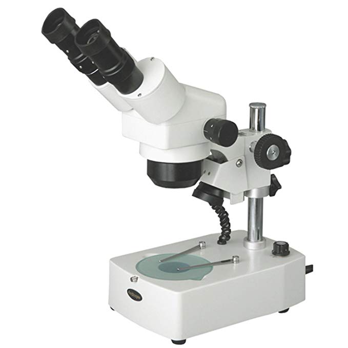 AmScope SH-2BY Professional Binocular Stereo Zoom Microscope, WF10x and WF15x Eyepieces, 10X-60X Magnification, 1X-4X Zoom Objective, Upper and Lower Halogen Lighting, 110V-120V