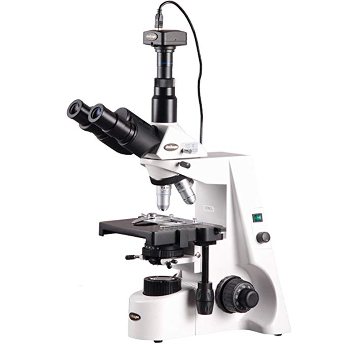 AmScope T690C-9M Digital Trinocular Compound Microscope, 40X-2500X Magnification, WH10x and WH25x Super-Widefield Eyepieces, Infinity Objectives, Brightfield, Kohler Condenser, Double-Layer Mechanical Stage, Includes 9MP Camera with Reduction Lens and Software