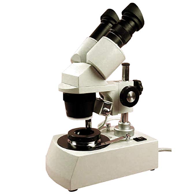AmScope SE306-PX-DK Binocular Stereo Microscope, WF5x and WF10x Eyepieces, 10X/20X/40X Magnification, 2X and 4X Objectives, Upper and Lower Halogen Lighting, Reversible Black/White Stage Plate, Pillar Stand, 120V, Includes Darkfield Condenser