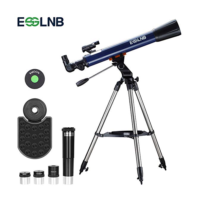 ESSLNB Telescope for Kids Adults Astronomy Beginners 70mm Portable Travel Telescopes Refractor with Phone Adapter Mount Altazimuth Tripod Erect-Image Red Dot Finder Scope 3 Eyepieces and Moon Filter
