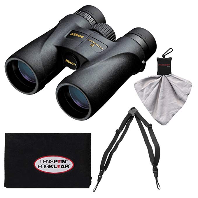 Nikon Monarch 5 8x42 ED ATB Waterproof/Fogproof Binoculars with Case + Easy Carry Harness + Cleaning Cloth