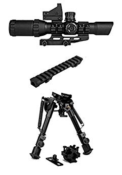 M1SURPLUS Tactical Kit for Ruger PC4 PC9 Ranch Rifles Includes Trinity 1-4x28 CQB Optic with Micro Dot Sight (Illuminated Reticle) + Bolt On Scope Mount + Quick Deploy Compact Bipod