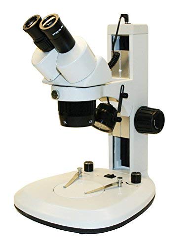 Walter Products QFN-24-L Binocular Stereo Microscope, WF10x Eyepieces, 10x/20x Magnification, Upper and Lower LED Illumination, Fixed Stage, 110V