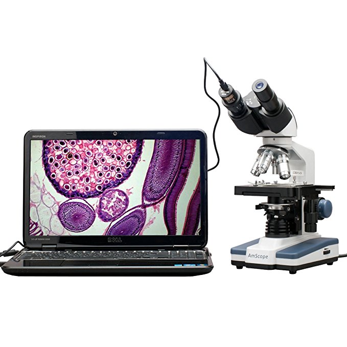 AmScope 40X-2500X LED Digital Binocular Compound Microscope w 3D Stage + 3MP USB Camera