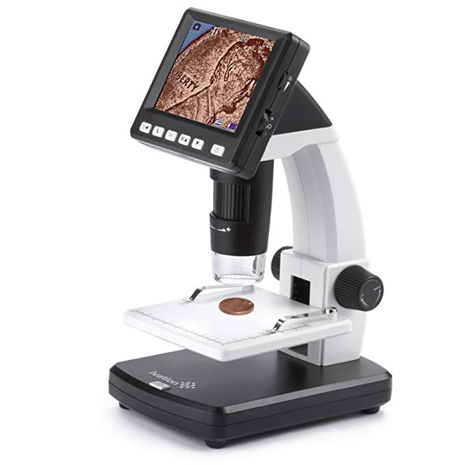 Ivation Portable Digital HD LCD Microscope – Rechargeable 14MP Microscope w/220x Optical & 500x Digital Magnification, HD Sensor, 3.5” LCD Screen, Adjustable Stage, Photo/Video Capture, HDMI & More