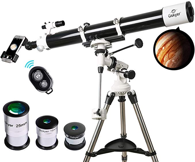 Telescope, 90mm Astronomy Refractor Telescopes with Smartphone Adapter & Bluetooth Camera Remote - Perfect for Children Educational and Gift