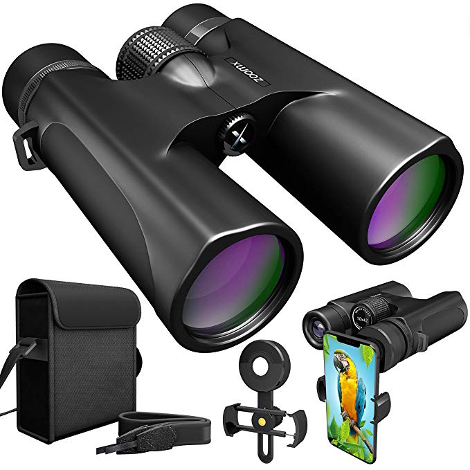 Waterproof 10x42 Binoculars For Adults. Lightweight Compact Binocular 10x42 Prism BAK4. HD Binocular For Bird Watching Hunting Traveling And Sightseeing With Smartphone Adapter