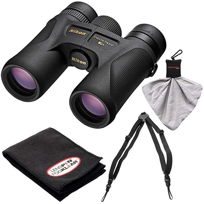 Nikon Prostaff 7S 8x42 ATB Waterproof/Fogproof Binoculars with Case + Easy Carry Harness + Cleaning Cloth Kit