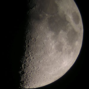 First quarter Moon shot at 90X with Powershot camera.