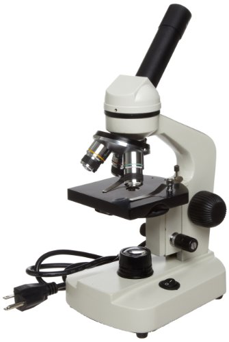 American Educational 7-1358 Basic Monocular Compound Microscope, WF10x Eyepiece, 40x-400x Magnification, Brightfield, Tungsten Illumination, Plain Stage, 110V or Battery-Powered
