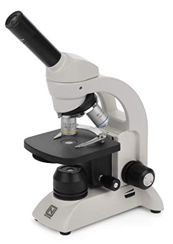 National Optical 205-RLED (205) Basic Monocular Compound Microscope, WF10x Eyepiece, 40x-400x Magnification, Brightfield, LED Illumination, Disc Diaphragm, Plain Stage, Battery-Powered