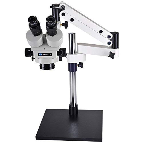 Meiji Techno EMZ5-V7 - 7X-45X - Binocular - Zoom Stereo Inspection Microscope - Articulating Boom Stand - 80 LED Ring Light