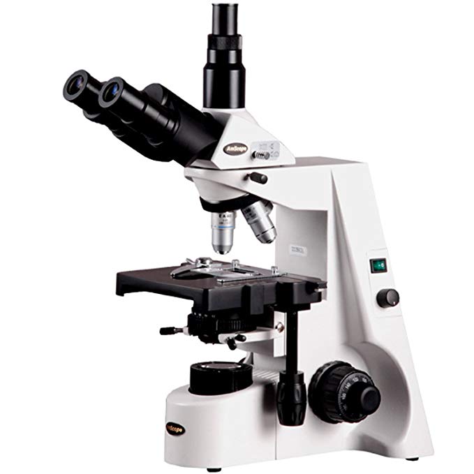 AmScope T690B Trinocular Compound Microscope, 40X-2000X Magnification, WH10x and WH20x Super-Widefield Eyepieces, Infinity Objectives, Brightfield, Kohler Condenser, Double-Layer Mechanical Stage