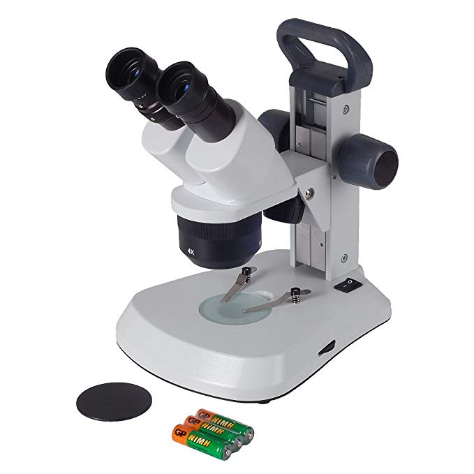 Omano OM124L - 10X-20X-40X - Triple Power - Dual Rechargeable LED - Stereo Microscope