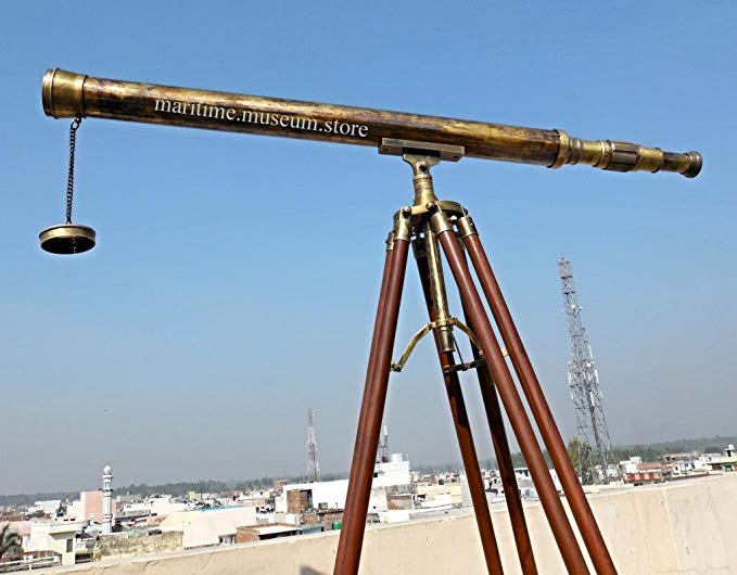 MAH 40'' Brass Stand Telescope, Brass Spyglass. C-3214