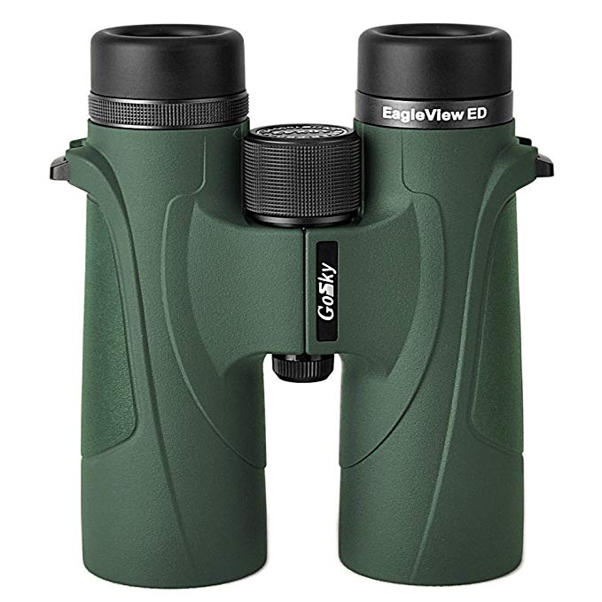 Gosky EagleView 10x42 Binoculars for Adults, Professional ED Glass Waterproof Binoculars for Bird Watching Travel Stargazing Hunting Concerts Sports-With Phone Adapter Accessories (EagleView 10x42 ED)