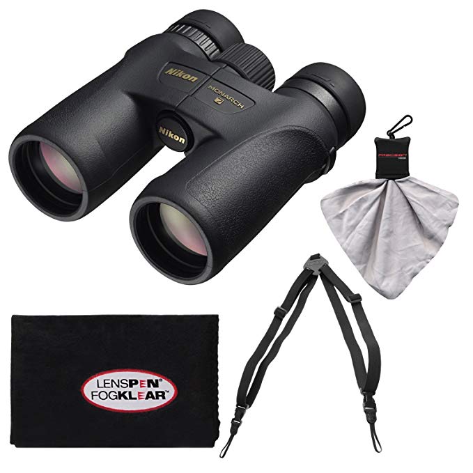 Nikon Monarch 7 10x42 ED ATB Waterproof/Fogproof Binoculars with Case + Easy Carry Harness + Cleaning Cloth